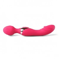 20 Function Double Ended Wand Massager, Silicone, RED, BOTH ENDS INDEPENDENTLY VIBRATE